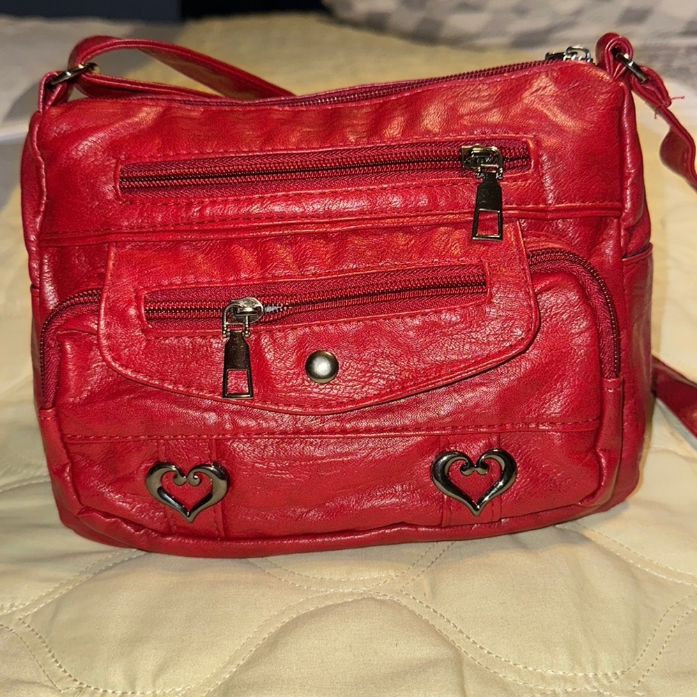 Beautiful Soft Faux Leather Deep Red Crossbody Bag NWT